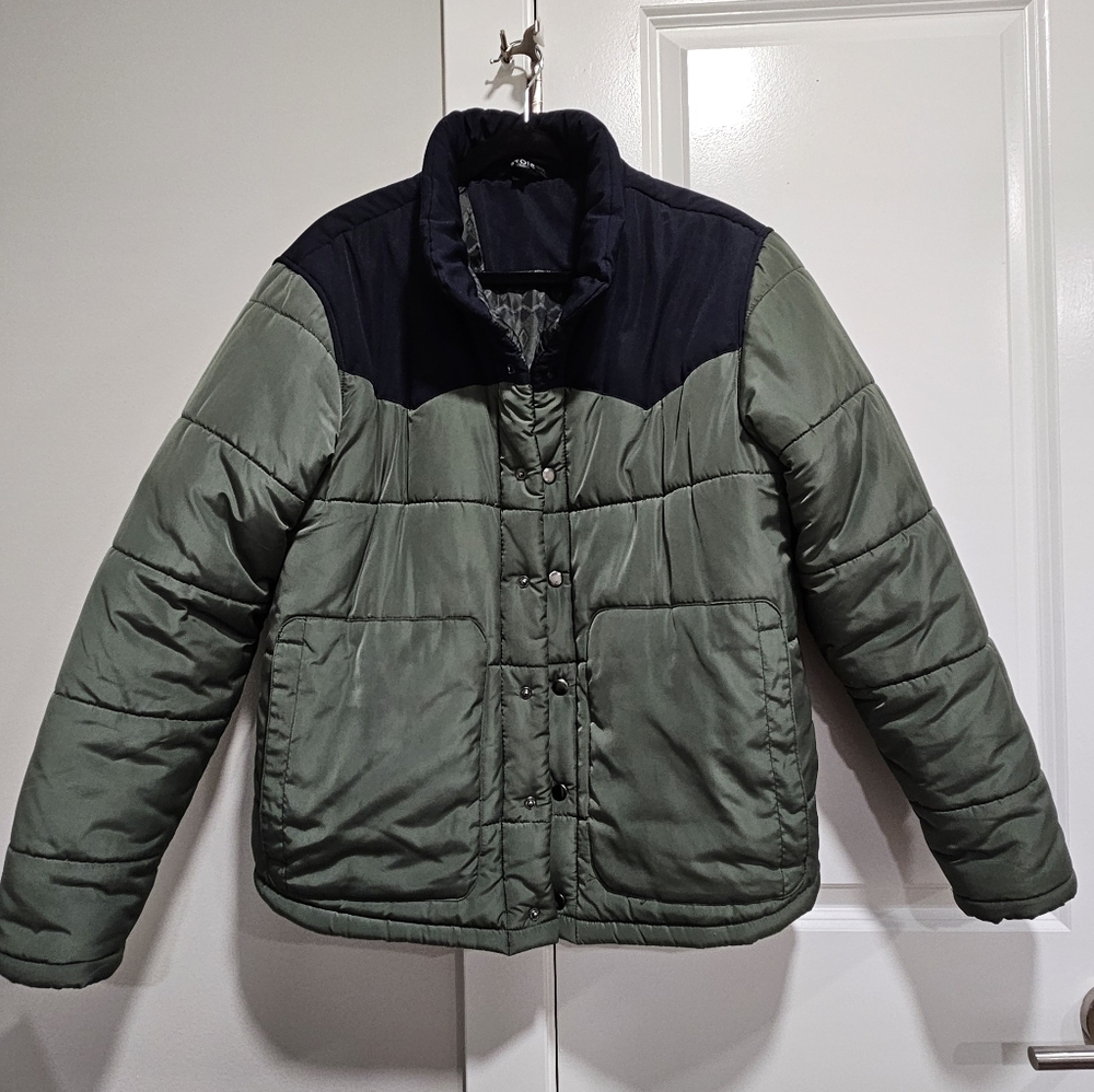 Stoic Green and  Navy Puffer Jacket